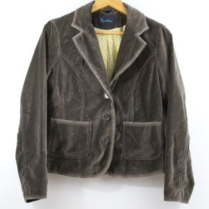 Boden Velvet Blazer Brown Lined Button Pockets 12